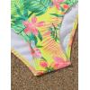 imageOYOANGLE Girls 3 Piece Tropical Print Criss Cross Bikini Swimsuit with Cover Up KimonoYellow and Green