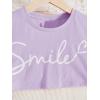 imageOYOANGLE Girls 3 Pieces Summer Outfits Graphic Print Crop Tee Top and Cami Top with Shorts SetWhite and Purple