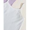 imageOYOANGLE Girls 3 Pieces Summer Outfits Graphic Print Crop Tee Top and Cami Top with Shorts SetWhite and Purple