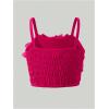 imageOYOANGLE Girls 3D Floral Appliques Smocked Cami Tops Party Spaghetti Strap Asymmetrical Hem Camisole Crop TopHot Pink
