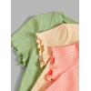imageOYOANGLE Girls 3Pcs RibKnit Short Sleeve Crop Top Crew Neck Lettuce Trim Crop Tee TopGreen Yellow