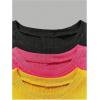 imageOYOANGLE Girls 3Pcs RibKnit Short Sleeve Crop Top Crew Neck Lettuce Trim Crop Tee TopPink Yellow Black