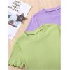 imageOYOANGLE Girls 6 Piece Outfits Crew Neck Short Sleeve Lettuce Trim Tee Shirt and Shorts SetsMulticolor