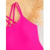 imageOYOANGLE Girls Basic One Piece Swimsuit Criss Cross Spaghetti Strap Sports Training Bathing SuitHot Pink