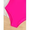 imageOYOANGLE Girls Basic One Piece Swimsuit Criss Cross Spaghetti Strap Sports Training Bathing SuitHot Pink