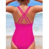 imageOYOANGLE Girls Basic One Piece Swimsuit Criss Cross Spaghetti Strap Sports Training Bathing SuitHot Pink