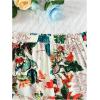 imageOYOANGLE Girls Boho 2 Piece Outfits Tropical Print Halter Tank Top and Wide Leg Pants Set Vacation OutfitBeige and Green