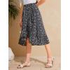 imageOYOANGLE Girls Boho Chiffon Floral Print Ruffle Hem Asymmetrical Elastic High Waist Flowy Midi SkirtBlack