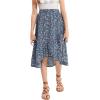 imageOYOANGLE Girls Boho Chiffon Floral Print Ruffle Hem Asymmetrical Elastic High Waist Flowy Midi SkirtDusty Blue