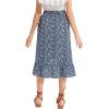 imageOYOANGLE Girls Boho Chiffon Floral Print Ruffle Hem Asymmetrical Elastic High Waist Flowy Midi SkirtDusty Blue