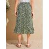 imageOYOANGLE Girls Boho Chiffon Floral Print Ruffle Hem Asymmetrical Elastic High Waist Flowy Midi SkirtGreen