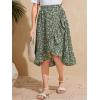 imageOYOANGLE Girls Boho Chiffon Floral Print Ruffle Hem Asymmetrical Elastic High Waist Flowy Midi SkirtGreen
