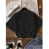 imageOYOANGLE Girls Bow Print T Shirt Crew Neck Short Sleeve Drop Shoulder Loose Casual Tee TopsBlack