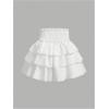 imageOYOANGLE Girls Bow Shirred High Waist Skirts Tiered Layers Ruffle A Line Short SkirtsWhite