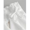 imageOYOANGLE Girls Bow Shirred High Waist Skirts Tiered Layers Ruffle A Line Short SkirtsWhite