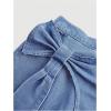 imageOYOANGLE Girls Bowknot Elastic High Waist Short Denim Skirt Asymmetrical Wrap Hem Jean SkirtsLight Wash