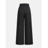 imageOYOANGLE Girls Button Down Elastic High Waist Wide Leg Pants Casual Solid Trousers with PocketsBlack