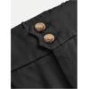 imageOYOANGLE Girls Button Down Elastic High Waist Wide Leg Pants Casual Solid Trousers with PocketsBlack