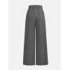imageOYOANGLE Girls Button Down Elastic High Waist Wide Leg Pants Casual Solid Trousers with PocketsLight Grey