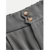 imageOYOANGLE Girls Button Down Elastic High Waist Wide Leg Pants Casual Solid Trousers with PocketsLight Grey