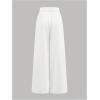 imageOYOANGLE Girls Button Down Elastic High Waist Wide Leg Pants Casual Solid Trousers with PocketsWhite