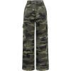 imageOYOANGLE Girls Camo Print Cargo Pants Flap Pocket Mid Waist Wide Leg Casual JeansArmy Green