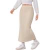 imageOYOANGLE Girls Casual High Elastic Waist Ribbed Knit Split Hem Solid Midi SkirtApricot