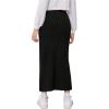 imageOYOANGLE Girls Casual High Elastic Waist Ribbed Knit Split Hem Solid Midi SkirtBlack