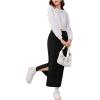 imageOYOANGLE Girls Casual High Elastic Waist Ribbed Knit Split Hem Solid Midi SkirtBlack