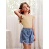 imageOYOANGLE Girls Casual Solid Ruffle Trim Cap Sleeve Square Neck Cute Crop Tank Tops TShirtsBeige