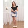 imageOYOANGLE Girls Casual Solid Ruffle Trim Cap Sleeve Square Neck Cute Crop Tank Tops TShirtsBlack