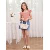 imageOYOANGLE Girls Casual Solid Ruffle Trim Cap Sleeve Square Neck Cute Crop Tank Tops TShirtsLight Pink