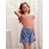 imageOYOANGLE Girls Casual Solid Ruffle Trim Cap Sleeve Square Neck Cute Crop Tank Tops TShirtsLight Pink