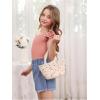 imageOYOANGLE Girls Casual Solid Ruffle Trim Cap Sleeve Square Neck Cute Crop Tank Tops TShirtsLight Pink