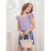 imageOYOANGLE Girls Casual Solid Ruffle Trim Cap Sleeve Square Neck Cute Crop Tank Tops TShirtsLilac Purple