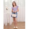 imageOYOANGLE Girls Casual Solid Ruffle Trim Cap Sleeve Square Neck Cute Crop Tank Tops TShirtsLilac Purple