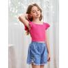 imageOYOANGLE Girls Casual Solid Ruffle Trim Cap Sleeve Square Neck Cute Crop Tank Tops TShirtsPink