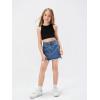 imageOYOANGLE Girls Casual Solid Sleeveless Round Neck Slim Fit Basic Crop Tank TopBlack