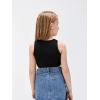 imageOYOANGLE Girls Casual Solid Sleeveless Round Neck Slim Fit Basic Crop Tank TopBlack