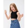 imageOYOANGLE Girls Casual Solid Sleeveless Round Neck Slim Fit Basic Crop Tank TopBlack