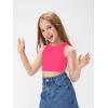 imageOYOANGLE Girls Casual Solid Sleeveless Round Neck Slim Fit Basic Crop Tank TopHot Pink