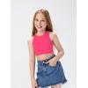 imageOYOANGLE Girls Casual Solid Sleeveless Round Neck Slim Fit Basic Crop Tank TopHot Pink