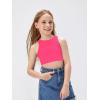 imageOYOANGLE Girls Casual Solid Sleeveless Round Neck Slim Fit Basic Crop Tank TopHot Pink