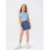 imageOYOANGLE Girls Casual Solid Sleeveless Round Neck Slim Fit Basic Crop Tank TopHot Pink