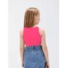 imageOYOANGLE Girls Casual Solid Sleeveless Round Neck Slim Fit Basic Crop Tank TopHot Pink
