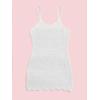 imageOYOANGLE Girls Crochet Hollow Out Spaghetti Strap Scallop Trim Sheer Swimsuit Cover Up DressWhite