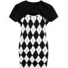 imageOYOANGLE Girls Cute 2 Piece Outfits Print Cami Short Dress with Crop Top Tee SetBlack and White