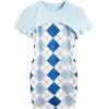 imageOYOANGLE Girls Cute 2 Piece Outfits Print Cami Short Dress with Crop Top Tee SetBlue and White