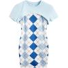 imageOYOANGLE Girls Cute 2 Piece Outfits Print Cami Short Dress with Crop Top Tee SetBlue and White