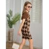 imageOYOANGLE Girls Cute 2 Piece Outfits Print Cami Short Dress with Crop Top Tee SetBrown